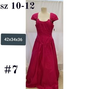 #7 Vintage sz 10 hot pink prom dress.